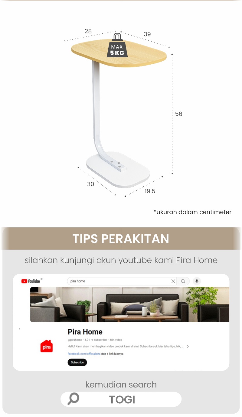 Infografik PIRA - TOGI ET40 MEJA KOPI / MEJA KECIL / MEJA SUDUT SOFA / MEJA SAMPING warna WHITE - PIRA - halaman 7