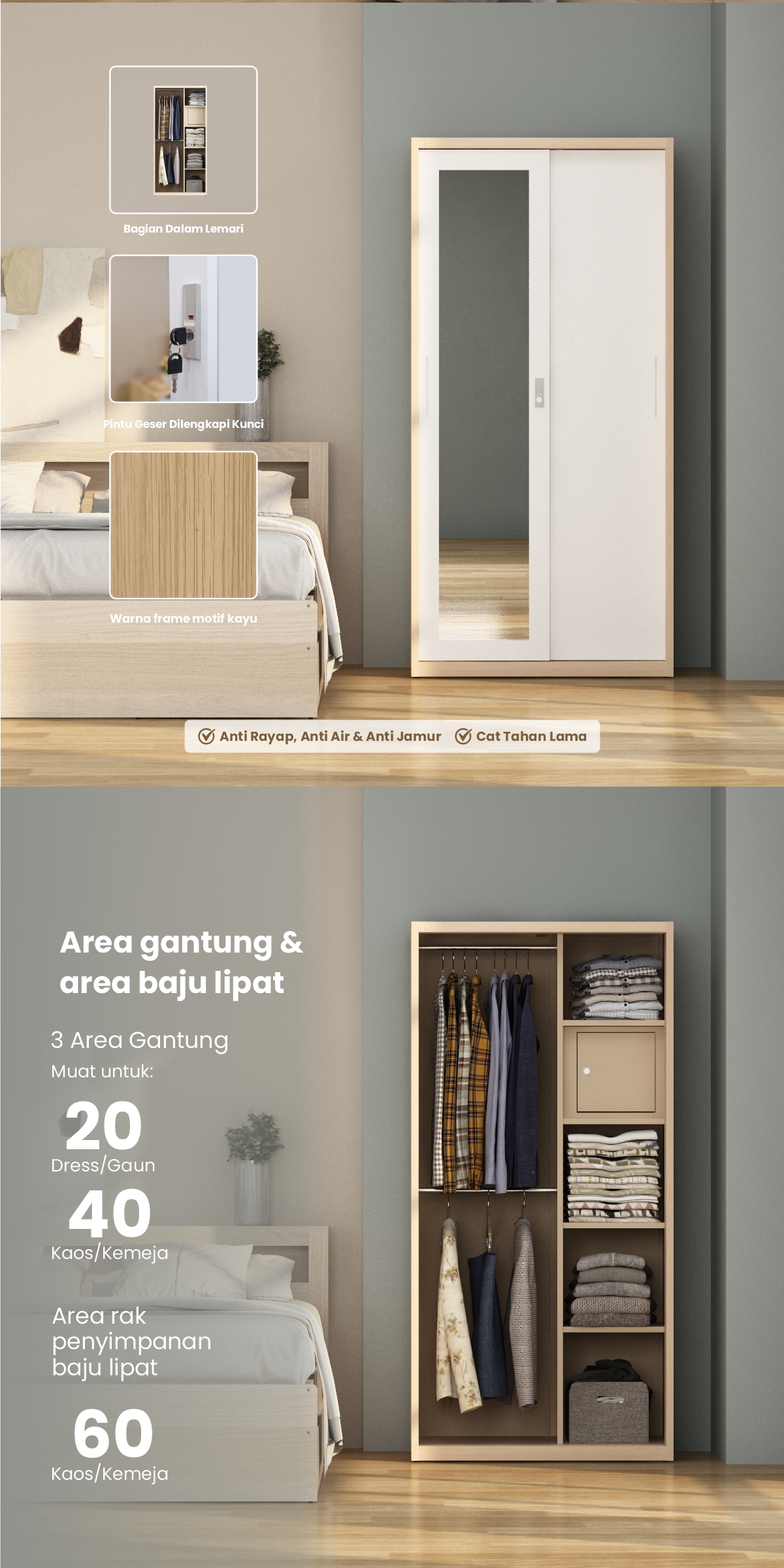 Infografik PIRA - ASHTON AVA 90 MWDSL LEMARI PAKAIAN BESI SLIDING / GESER MOTIF KAYU warna LIGHT ASH - WHITE - PIRA - halaman 2