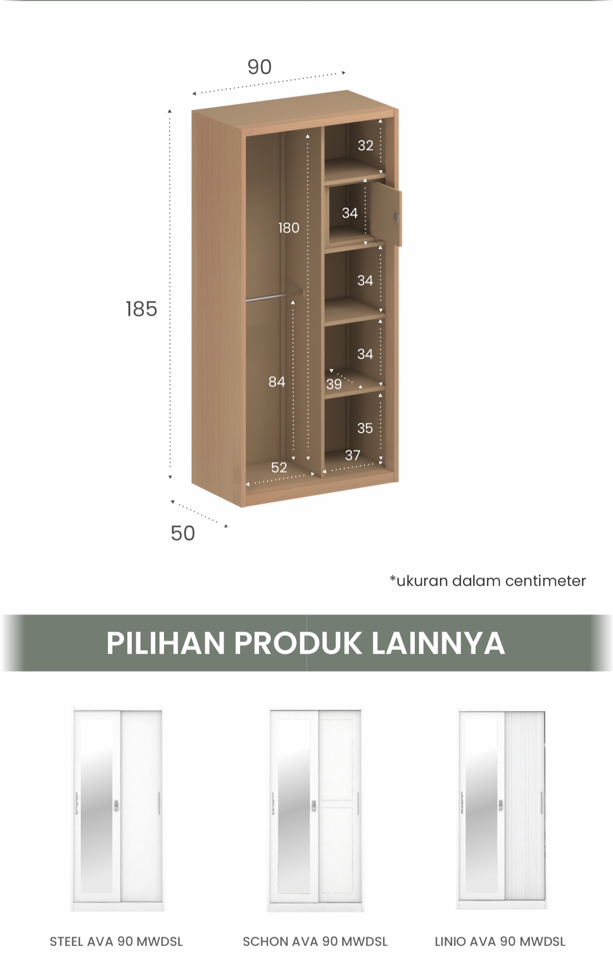 Infografik PIRA - ASHTON AVA 90 MWDSL LEMARI PAKAIAN BESI SLIDING / GESER MOTIF KAYU warna LIGHT ASH - WHITE - PIRA - halaman 7