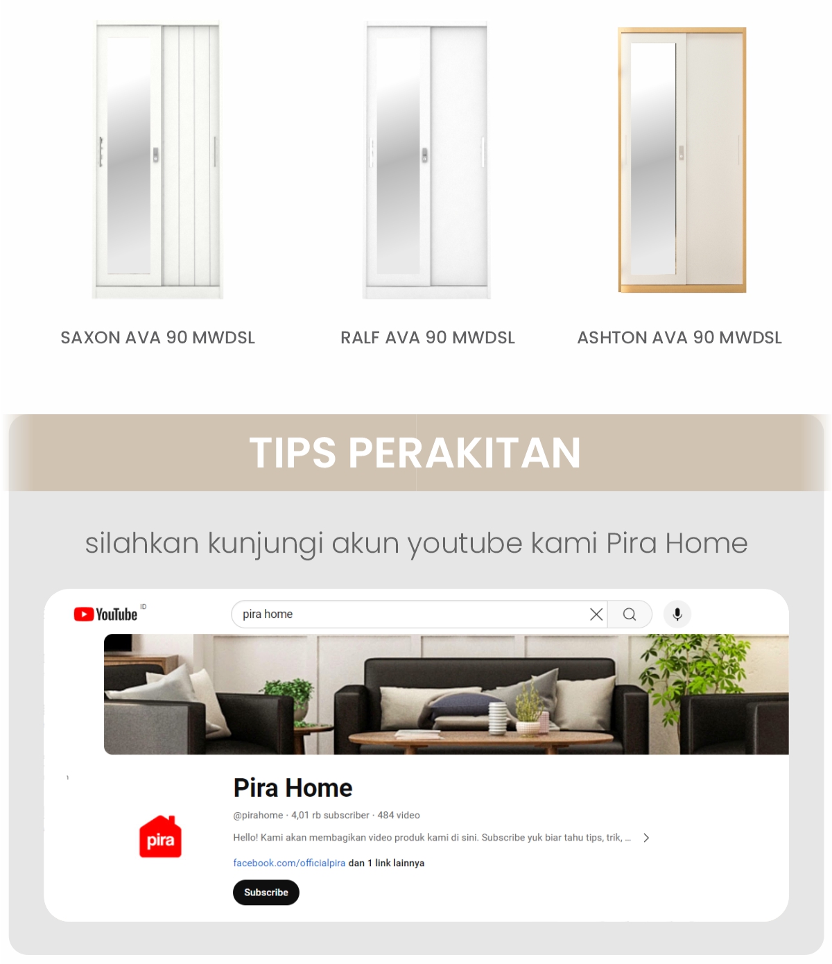 Infografik PIRA - CATTA AVA 90 MWDSL LEMARI PAKAIAN BESI SLIDING / PINTU GESER warna LIGHT MARBLE - WHITE - PIRA - halaman 8