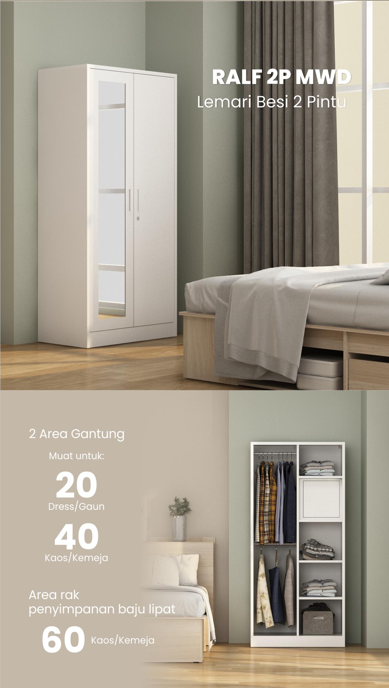 Infografik PIRA OX - RALF 3PS MWD LEMARI PAKAIAN BESI 3 PINTU FULL RAK DENGAN CERMIN warna WHITE - LIGHT GREY - PIRA - halaman 3