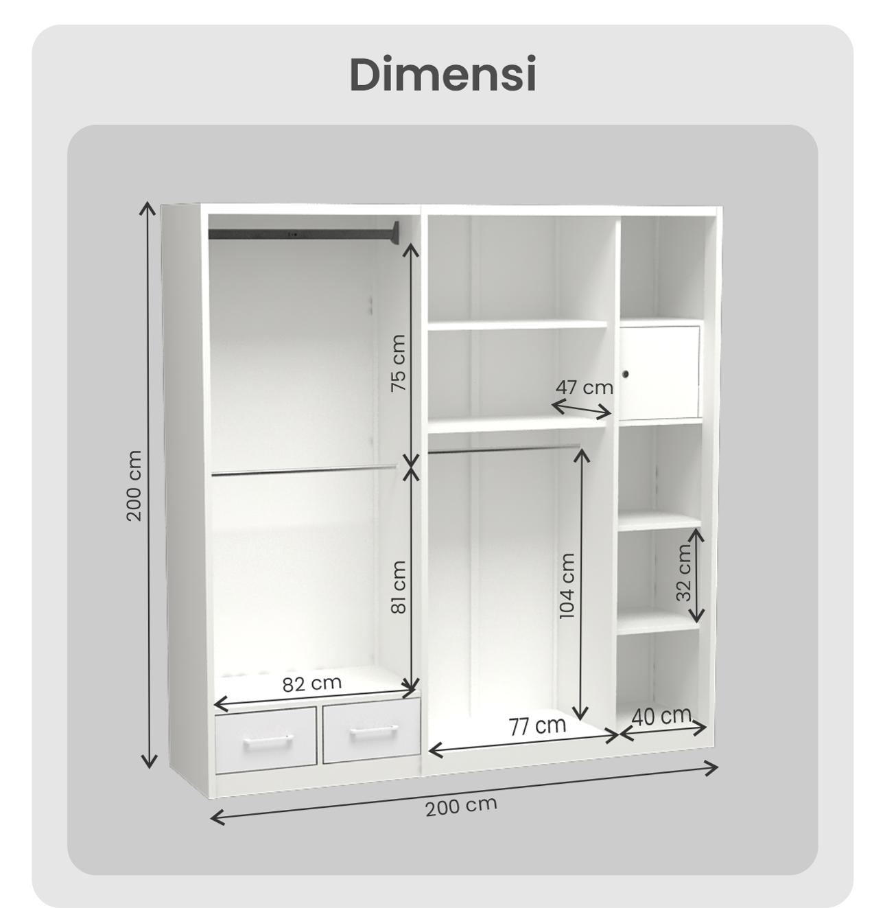 Infografik PIRA - SCHON 5P FGD MWD LEMARI PAKAIAN BESI 5 PINTU DENGAN LACI DAN LED warna WHITE - PIRA - halaman 9