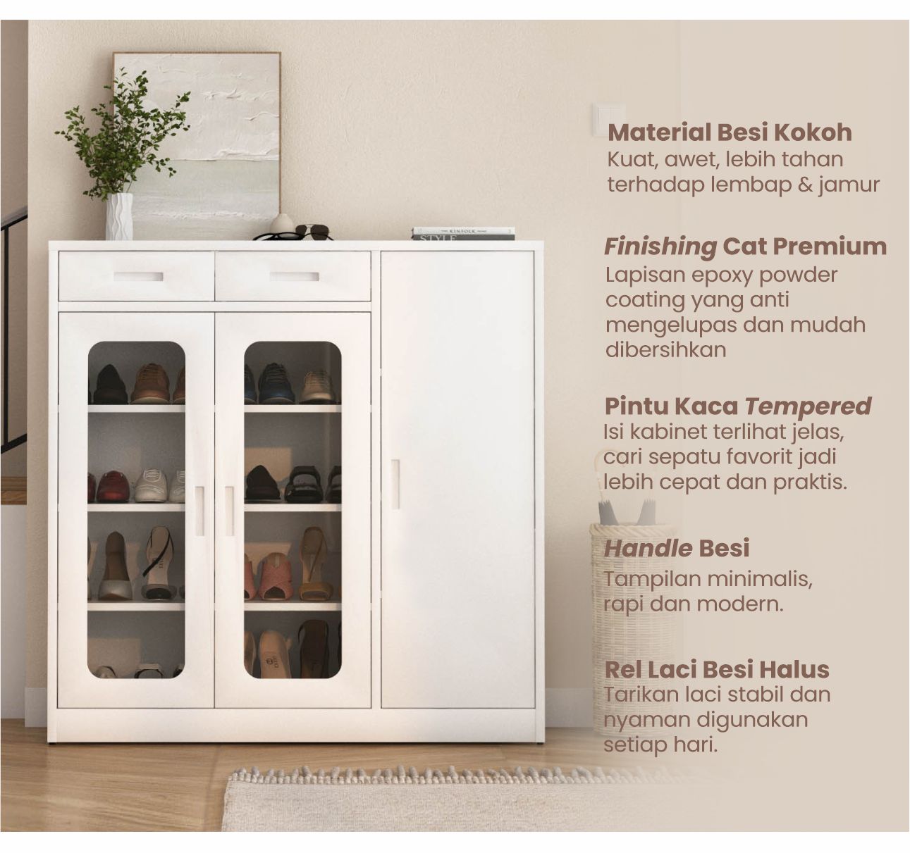 Infografik PIRA - BOLT MSR DR P RAK SEPATU BESI / LEMARI SEPATU / RAK BESI SERBAGUNA warna WHITE - PIRA - halaman 2