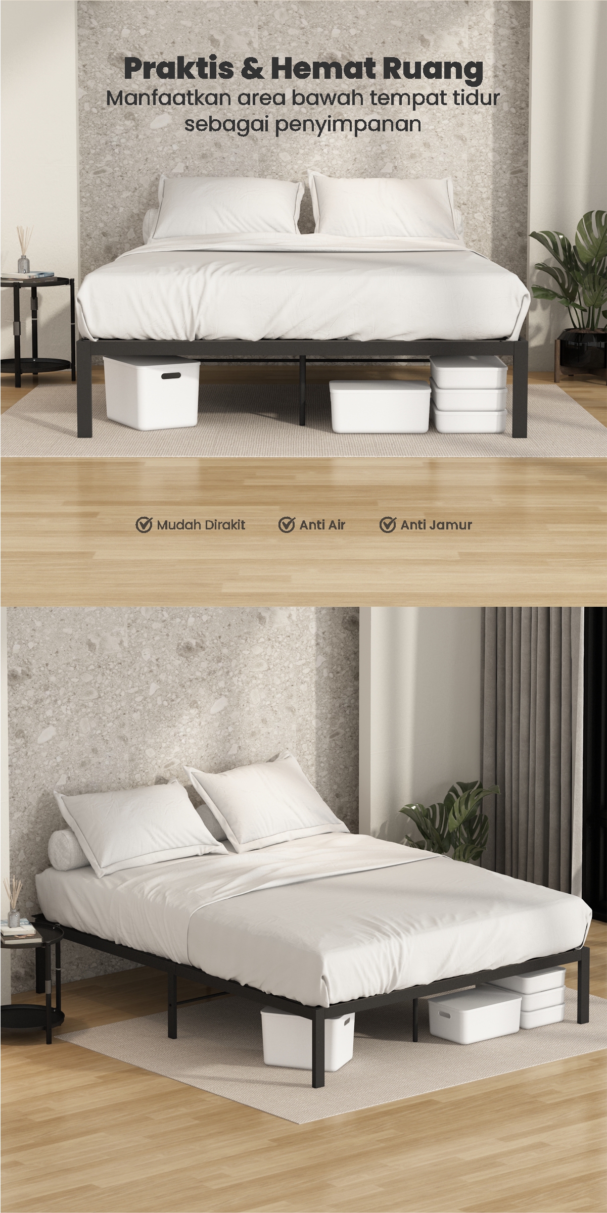 Infografik PIRA -  BASE AVA MBD200 DIVAN BESI / DIPAN / TEMPAT TIDUR BESI warna BLACK - PIRA - halaman 2