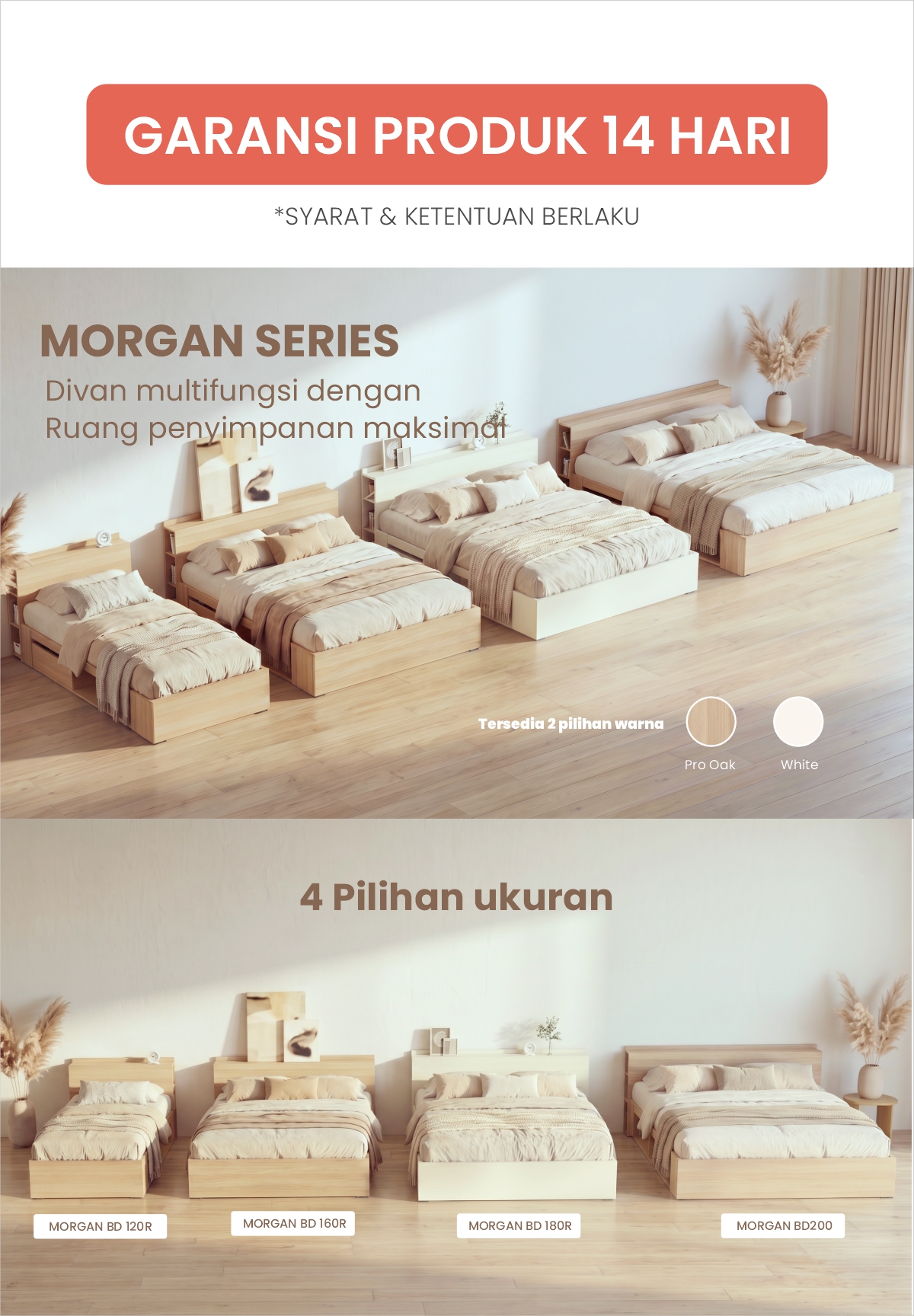 Infografik PIRA - MORGAN BD 120 DIPAN / RANJANG / TEMPAT TIDUR DENGAN LACI PENYIMPANAN warna WHITE - PIRA - halaman 1