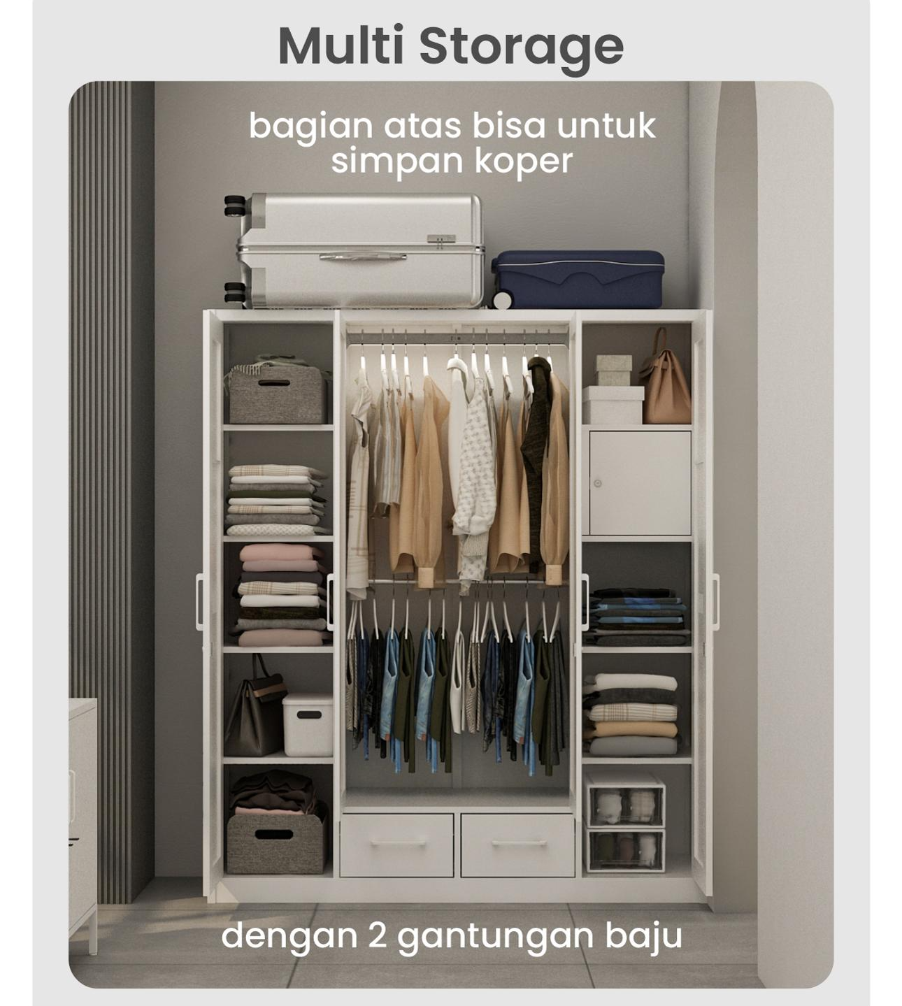 Infografik PIRA - SCHON 4P FGD MWD LEMARI PAKAIAN BESI 4 PINTU DENGAN LACI DAN LED warna WHITE - PIRA - halaman 2