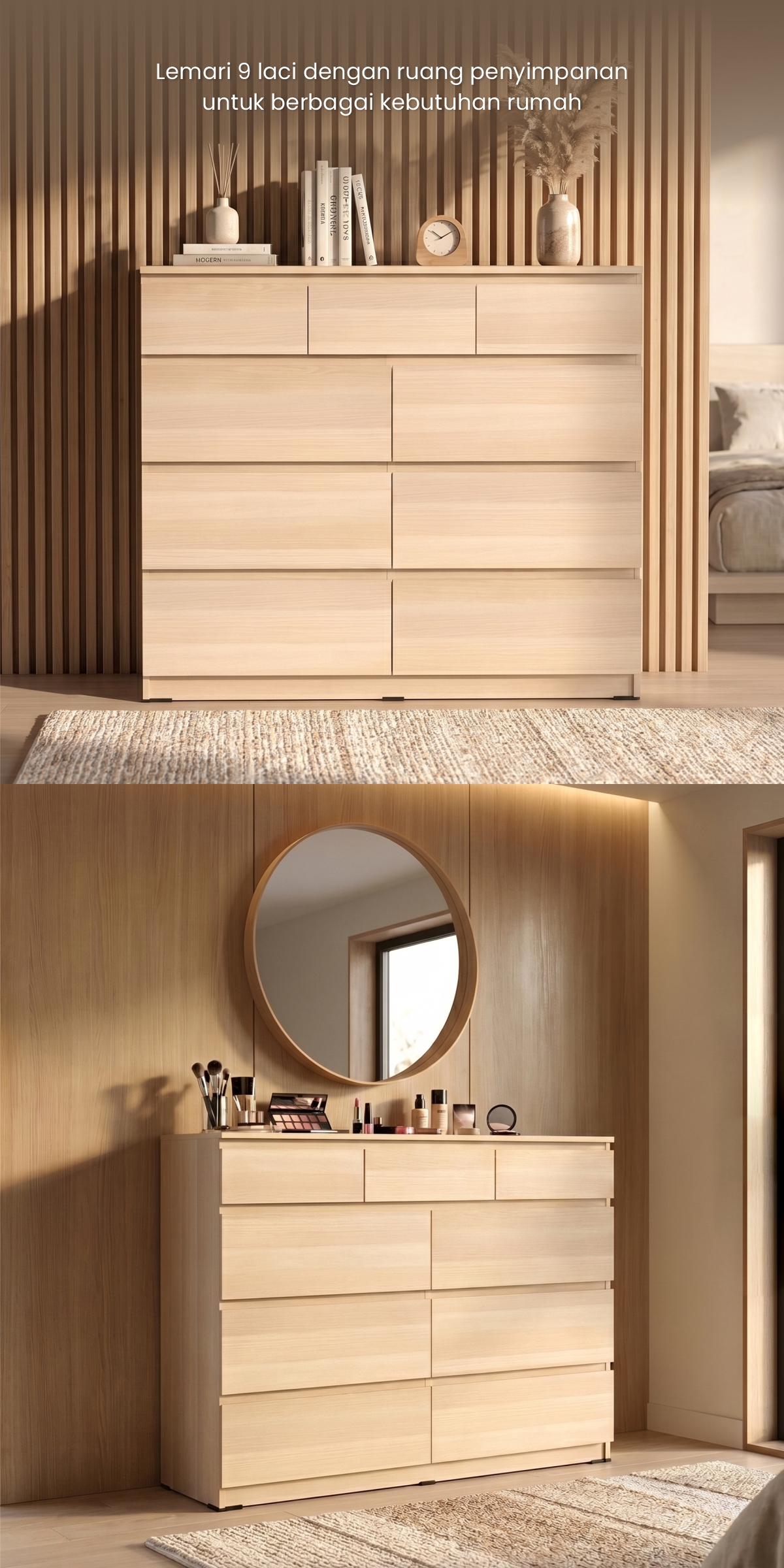 Infografik PIRA -  LINUS CH6+3 LEMARI LACI / LEMARI SUSUN / DRAWER warna PRO OAK - PIRA - halaman 2