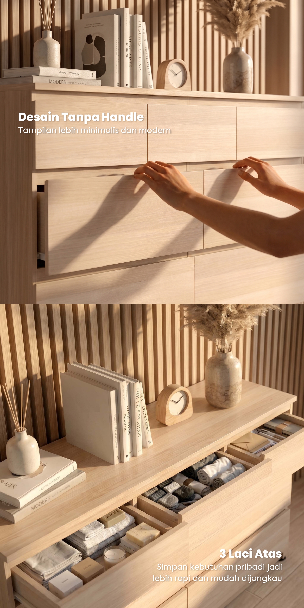 Infografik PIRA -  LINUS CH6+3 LEMARI LACI / LEMARI SUSUN / DRAWER warna PRO OAK - PIRA - halaman 4