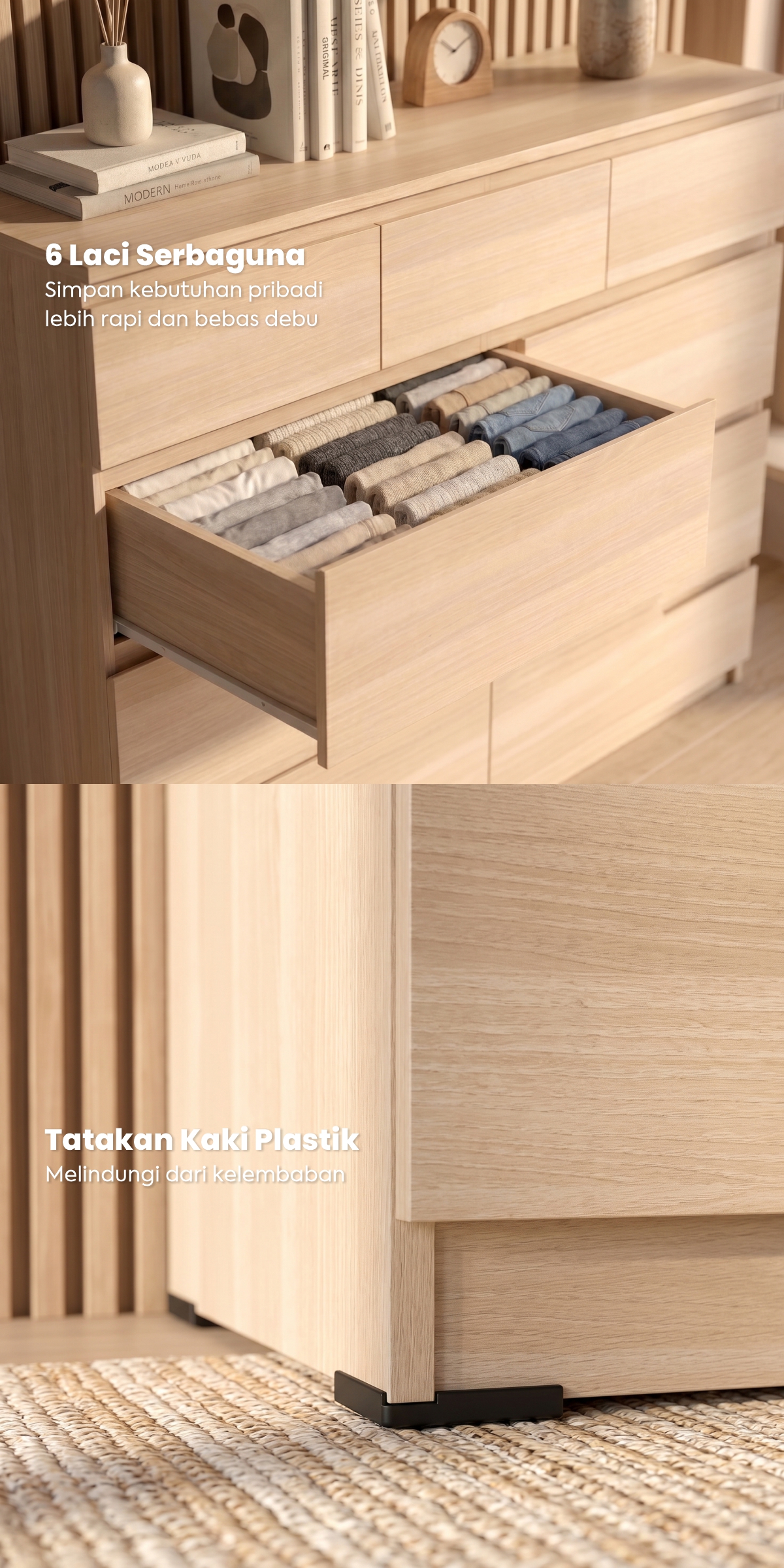 Infografik PIRA -  LINUS CH6+3 LEMARI LACI / LEMARI SUSUN / DRAWER warna PRO OAK - PIRA - halaman 5