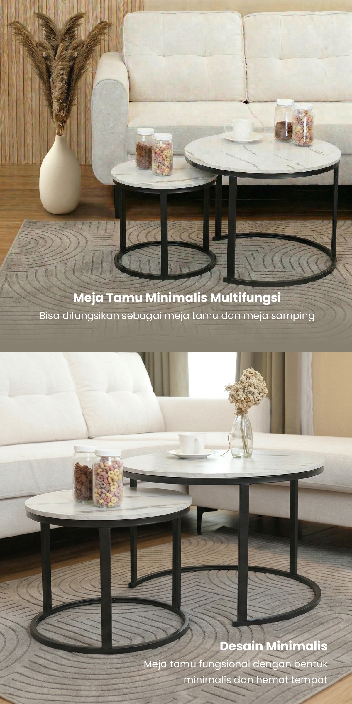 Infografik PIRA -  ERENA CT70 R MEJA TAMU / MEJA TAMU 2 TINGKAT / MEJA KOPI / MEJA RUANG TAMU / MEJA SAMPING warna MARBLE - BLACK - PIRA - halaman 2