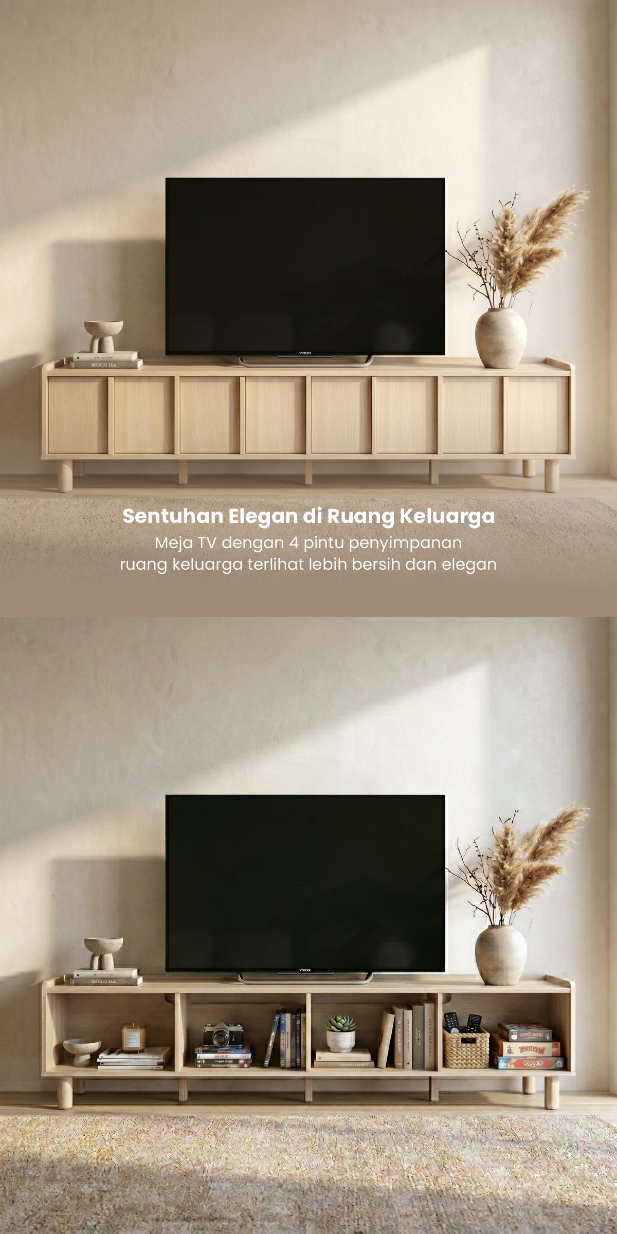 Infografik PIRA -  SHIBUI TV200 MEJA TV / RAK TV / LEMARI TV / KABINET TV warna PRO OAK - PIRA - halaman 2