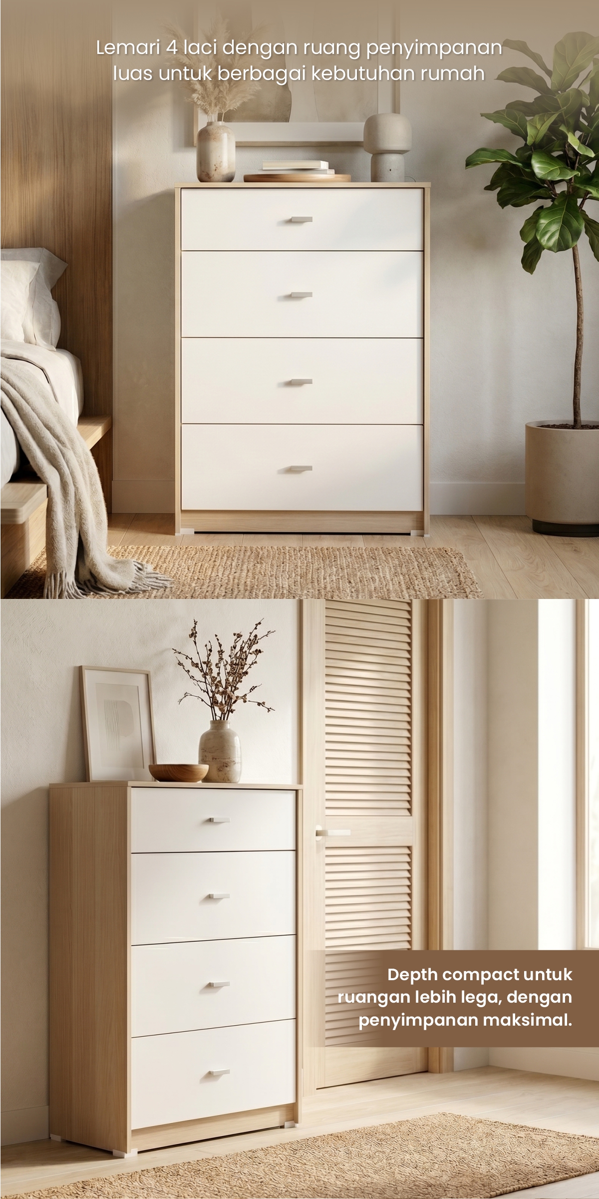 Infografik PIRA METROPOLIS OX -  KATO CH4 LEMARI LACI / DRAWER / LEMARI SUSUN warna PRO OAK - WHITE - PIRA METROPOLIS - halaman 2