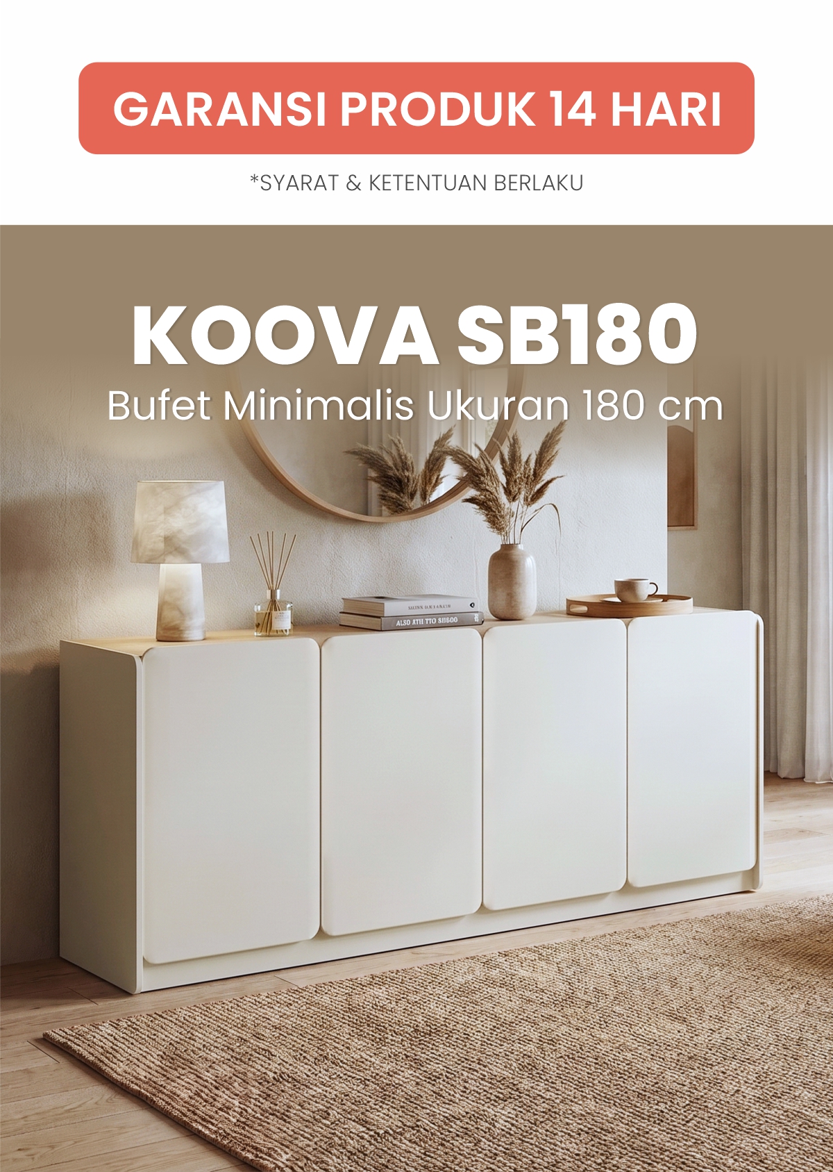 Infografik PIRA -  KOOVA SB180 BUFET / KABINET TV / SIDEBOARD / MEJA TV warna LIGHT TAUPE - PRO OAK - PIRA - halaman 1