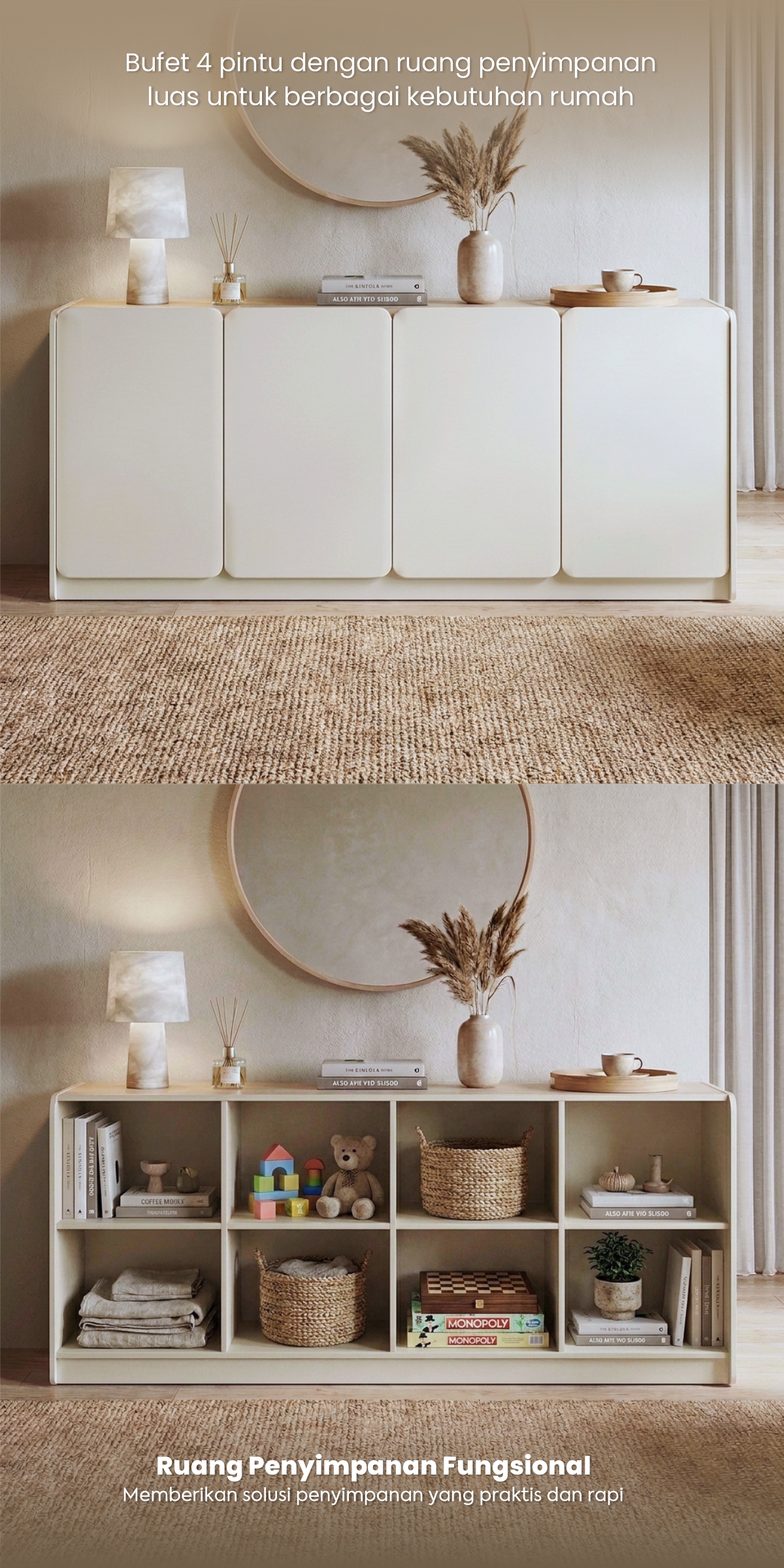 Infografik PIRA -  KOOVA SB180 BUFET / KABINET TV / SIDEBOARD / MEJA TV warna LIGHT TAUPE - PRO OAK - PIRA - halaman 2