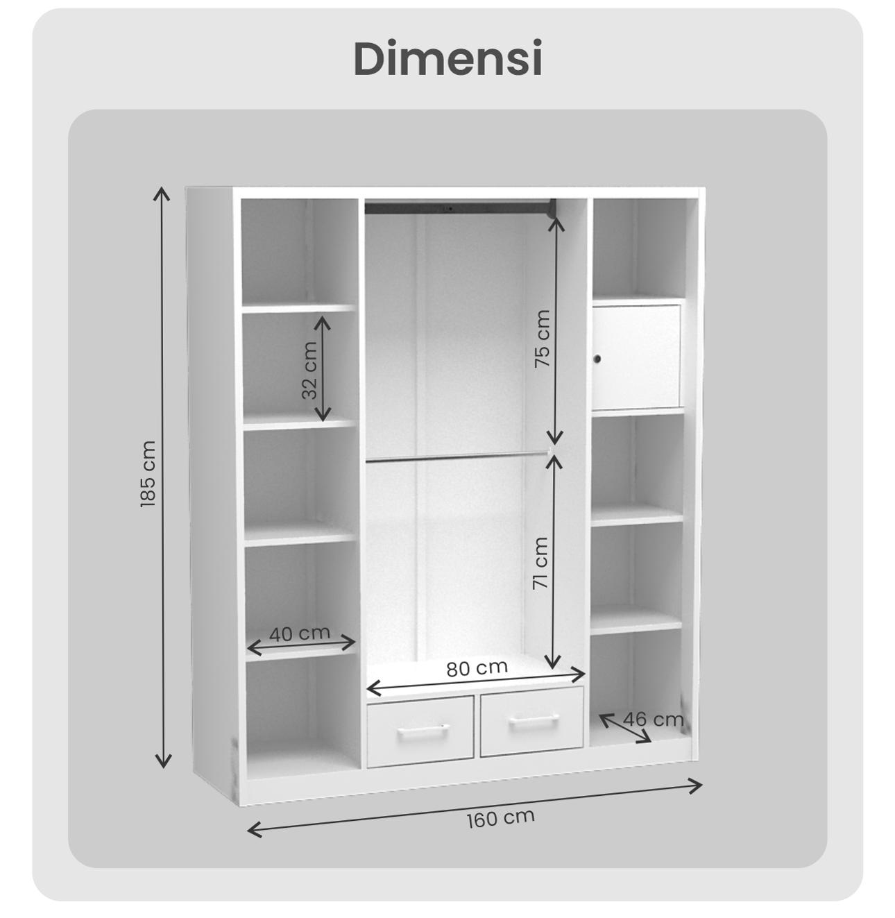 Infografik PIRA - SCHON 4P FGD MWD LEMARI PAKAIAN BESI 4 PINTU DENGAN LACI DAN LED warna WHITE - PIRA - halaman 9
