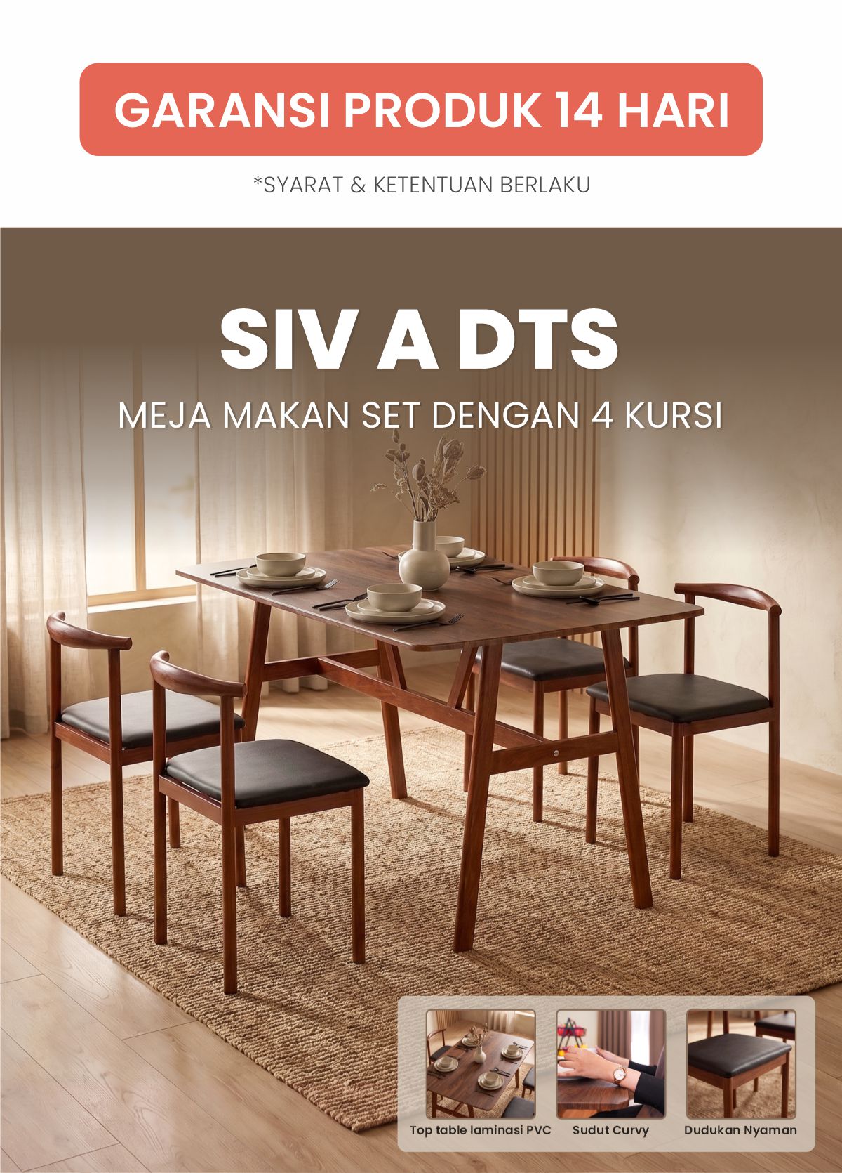 Infografik PIRA BAVARIAN - SIV DTS MEJA MAKAN SET DENGAN 4 KURSI warna DARK BROWN - BLACK - PIRA - halaman 1