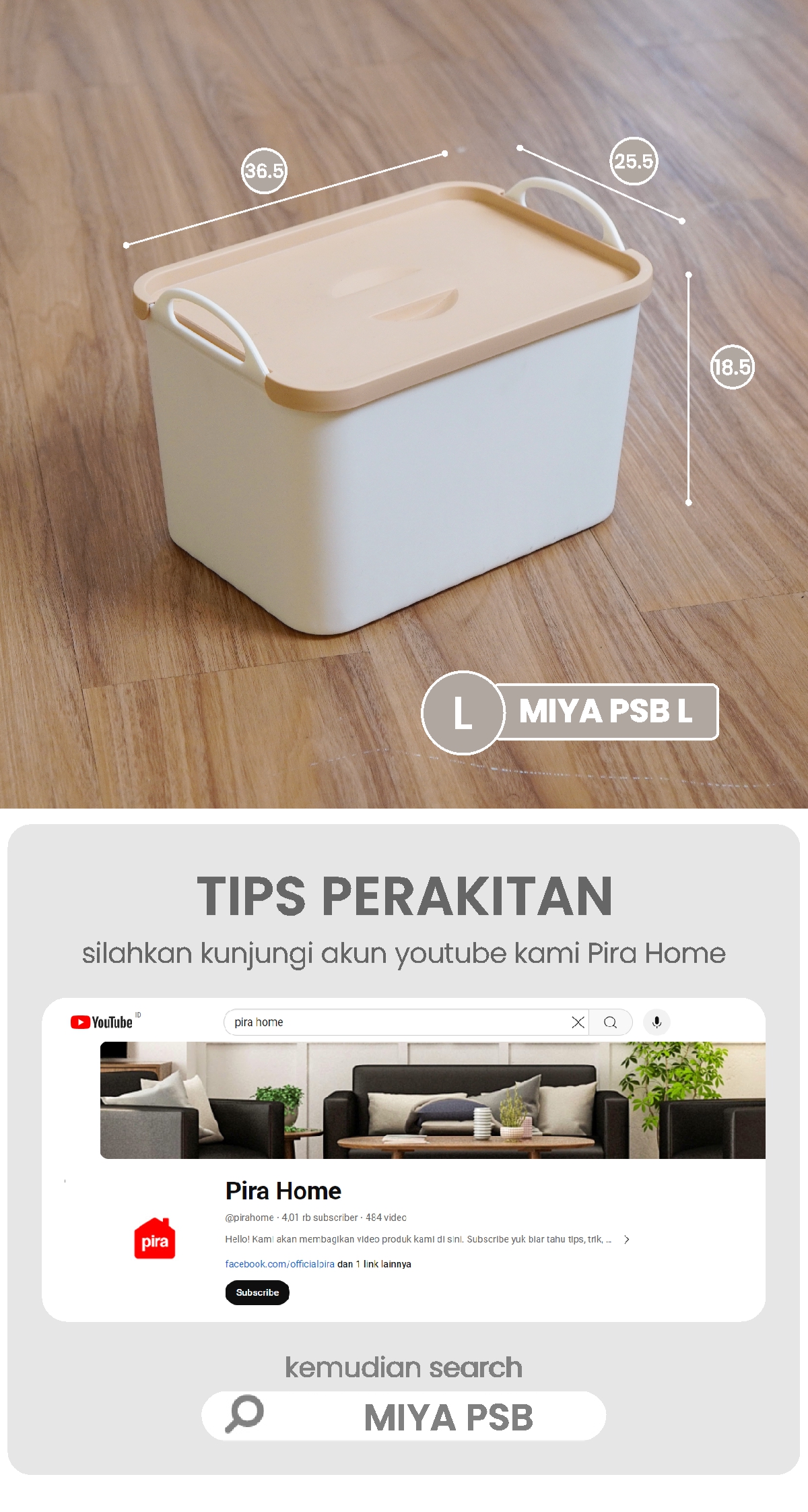 Infografik PIRA -  MIYA PSB KOTAK PENYIMPANAN / BOX PENYIMPANAN BARANG / BOX PLASTIK / KOTAK PLASTIK / CONTAINER BOX PLASTIK warna WHITE - CREAM - PIRA - halaman 7