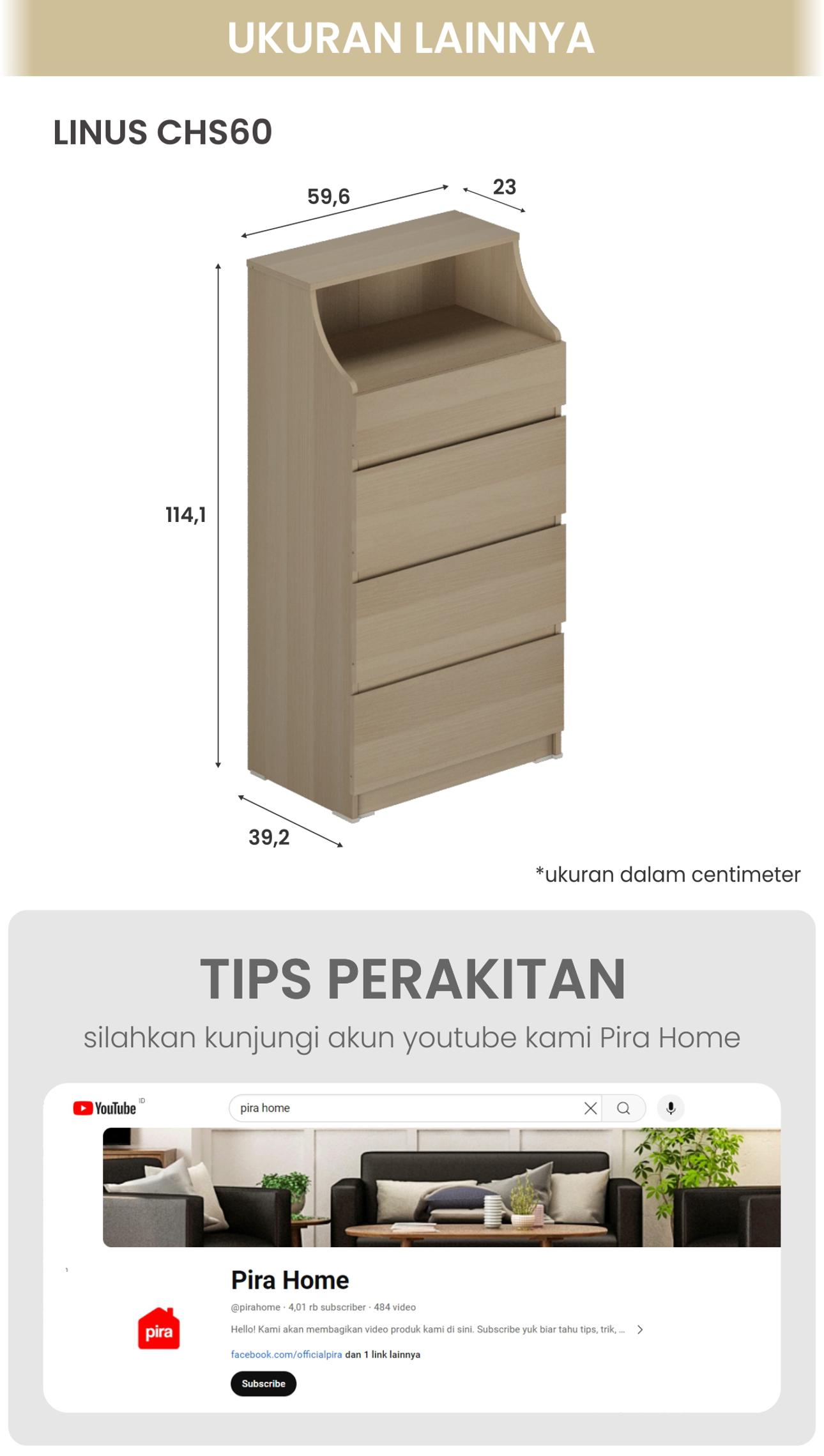 Infografik PIRA -  LINUS CHS440 LEMARI LACI / LEMARI SUSUN / DRAWER warna WHITE - PIRA - halaman 6