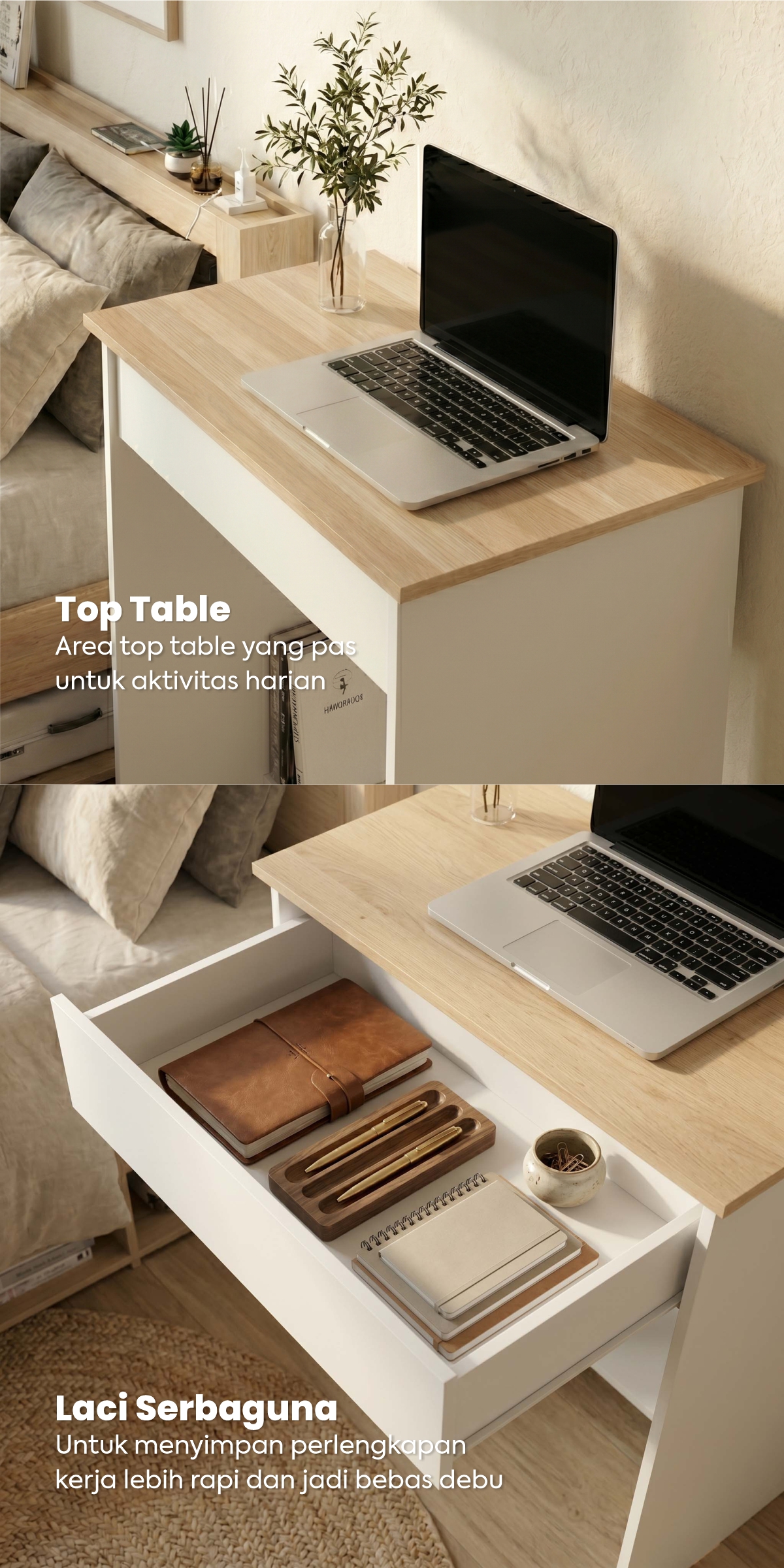 Infografik PIRA METROPOLIS OX -  ARUNA DK61 MEJA BELAJAR / MEJA KOMPUTER DENGAN LACI warna WHITE - PRO OAK - PIRA METROPOLIS OX - halaman 3