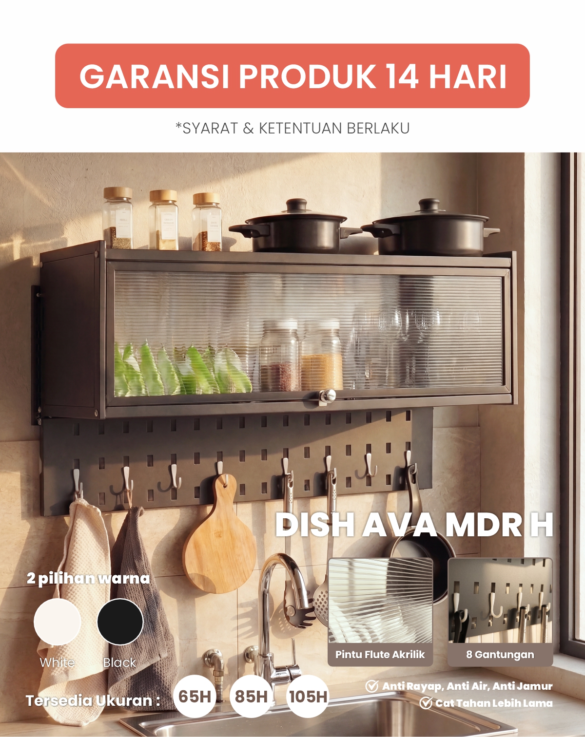 Infografik PIRA - DISH AVA MDR85 H RAK PIRING / RAK PIRING GANTUNG / RAK DAPUR / RAK WASTAFEL / RAK PENGERING PIRING warna BLACK - PIRA - halaman 1