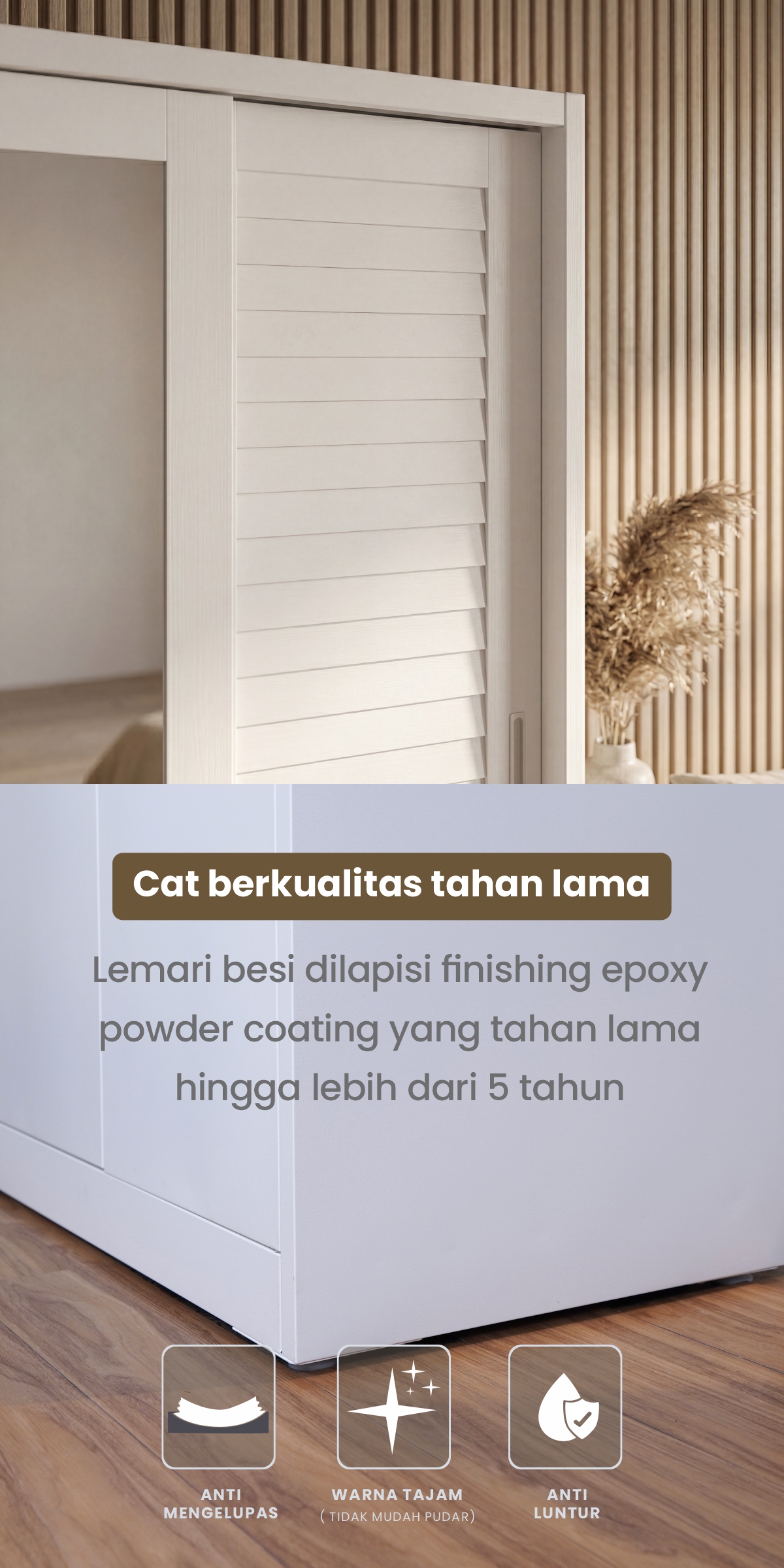 Infografik PIRA -  SHUTTER 90 MWDSL LEMARI PAKAIAN BESI SLIDING / PINTU GESER warna WHITE - PIRA - halaman 4