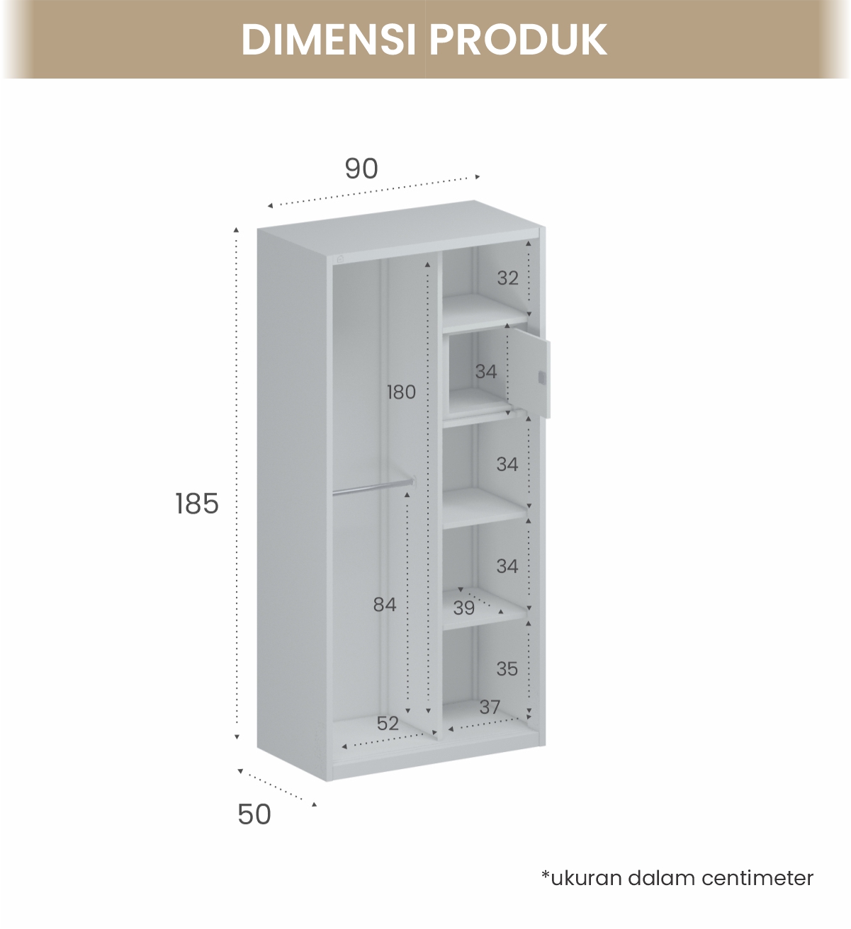 Infografik PIRA -  SHUTTER 90 MWDSL LEMARI PAKAIAN BESI SLIDING / PINTU GESER warna WHITE - PIRA - halaman 7
